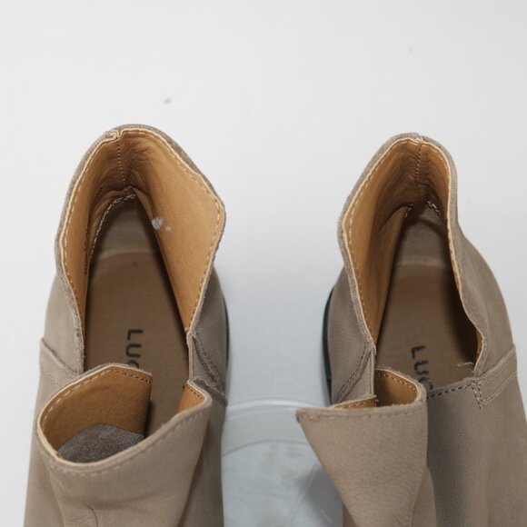 Lucky Brand Womens Paramo Boot Size 7 Tan Leather Pull On Bootie Cutouts Comfy - Picture 8 of 13